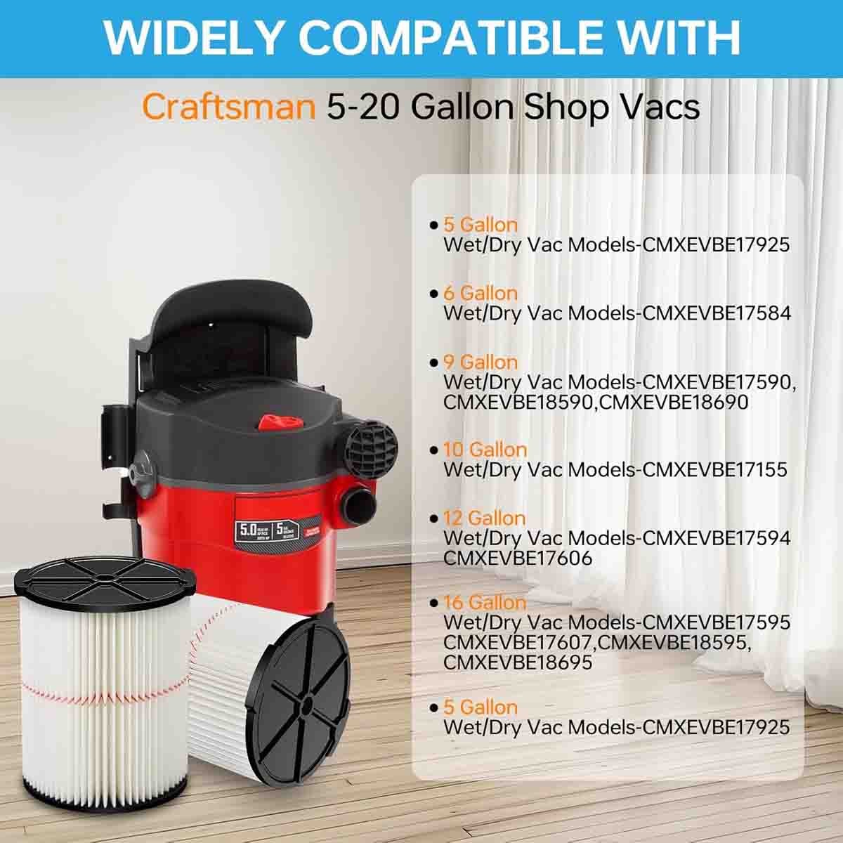 MaximalPower Replacement Filter for Craftsman 009-38754 CMXZVBE38754 Wet Dry Vac