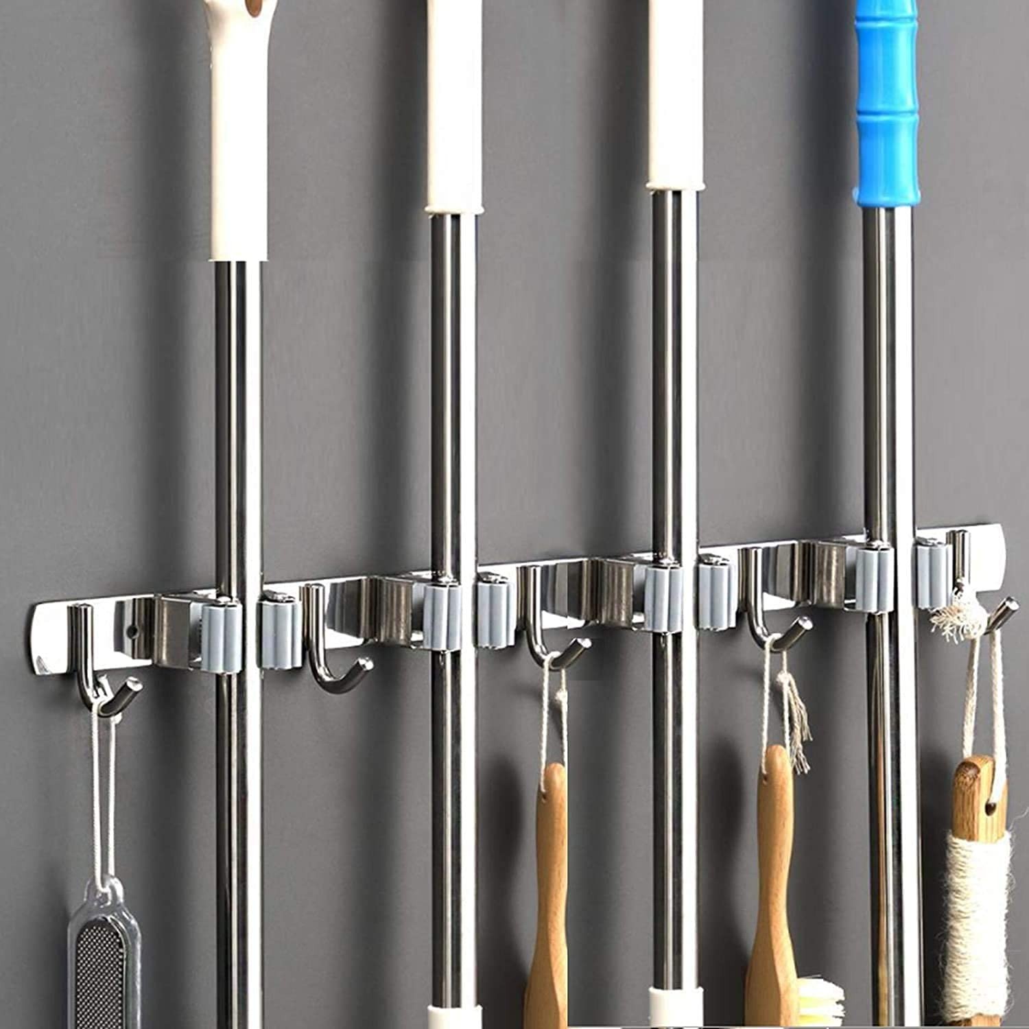 Broom Mop Holder Wall Mount Stainless Steel Tool Hanger Storage Organizer for.