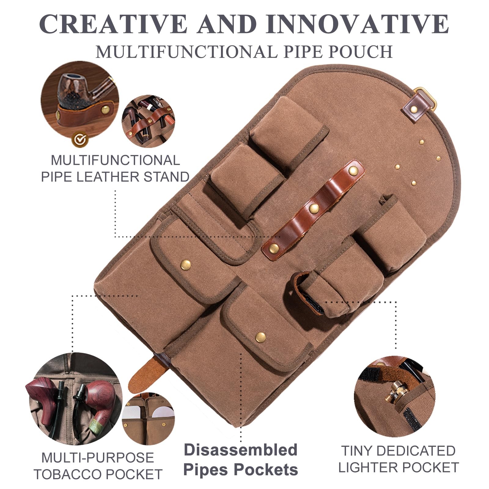 MrPyer Waxed Canvas 16.34″ x 9.65″ (unfolded), x 6.06″ (folded), Brown