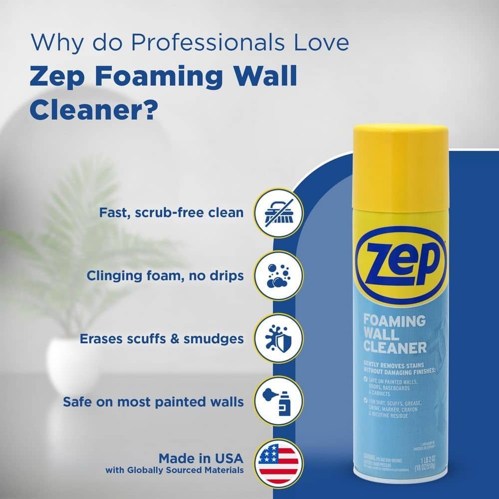 ZEP 18 Oz Foaming Wall Cleaner Scuff Mark Dirt Stain Remover Pack of 2