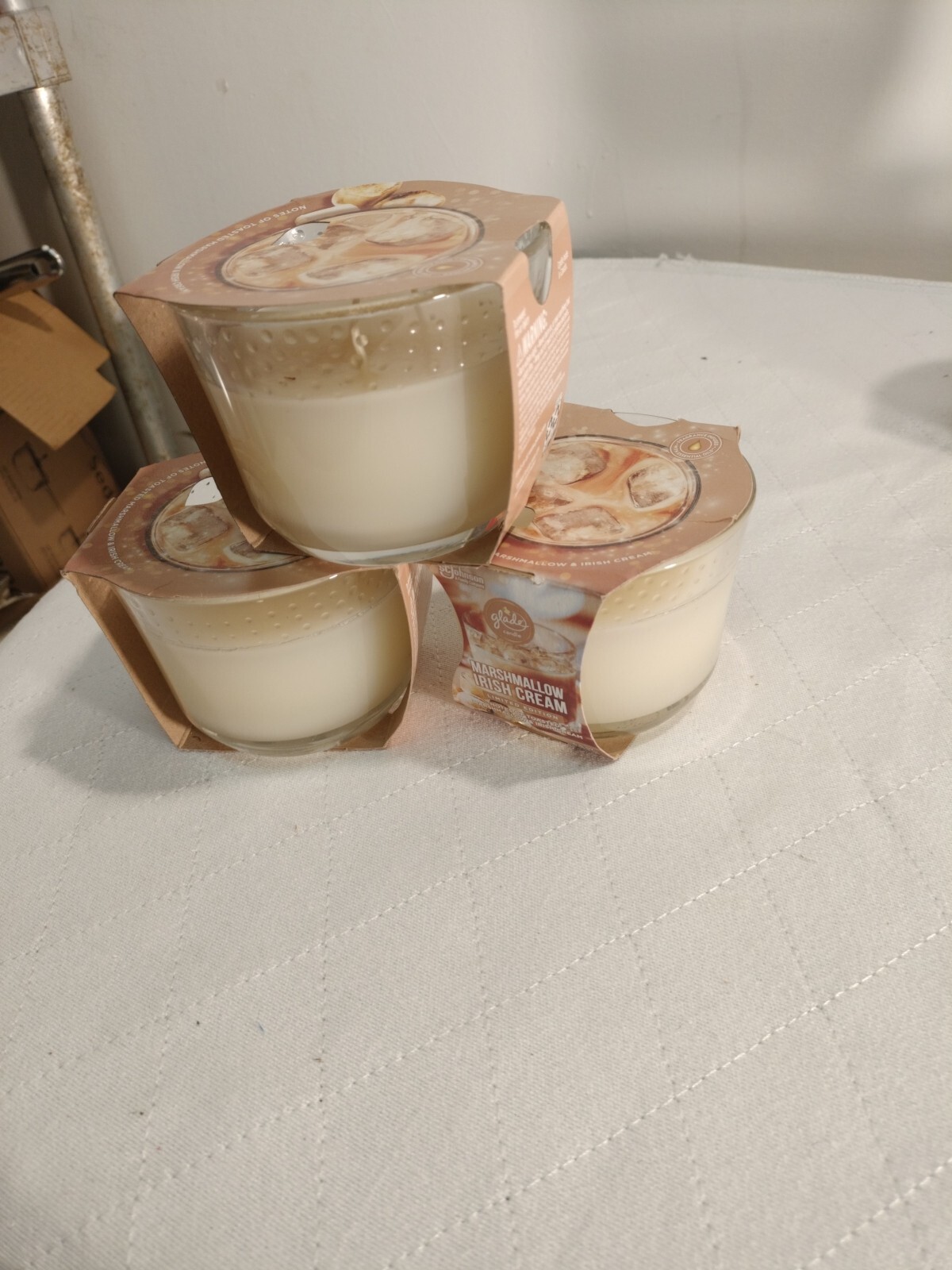 Lot of 2 Glade MARSHMELLOW IRISH CREAM 3 Wick Candle – 6.8 oz.