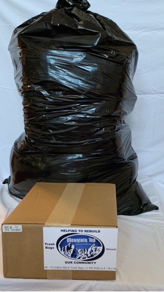 Mountain Top Trash Bags 55-gallon 1.2mil Black Heavy Duty Extra Large
