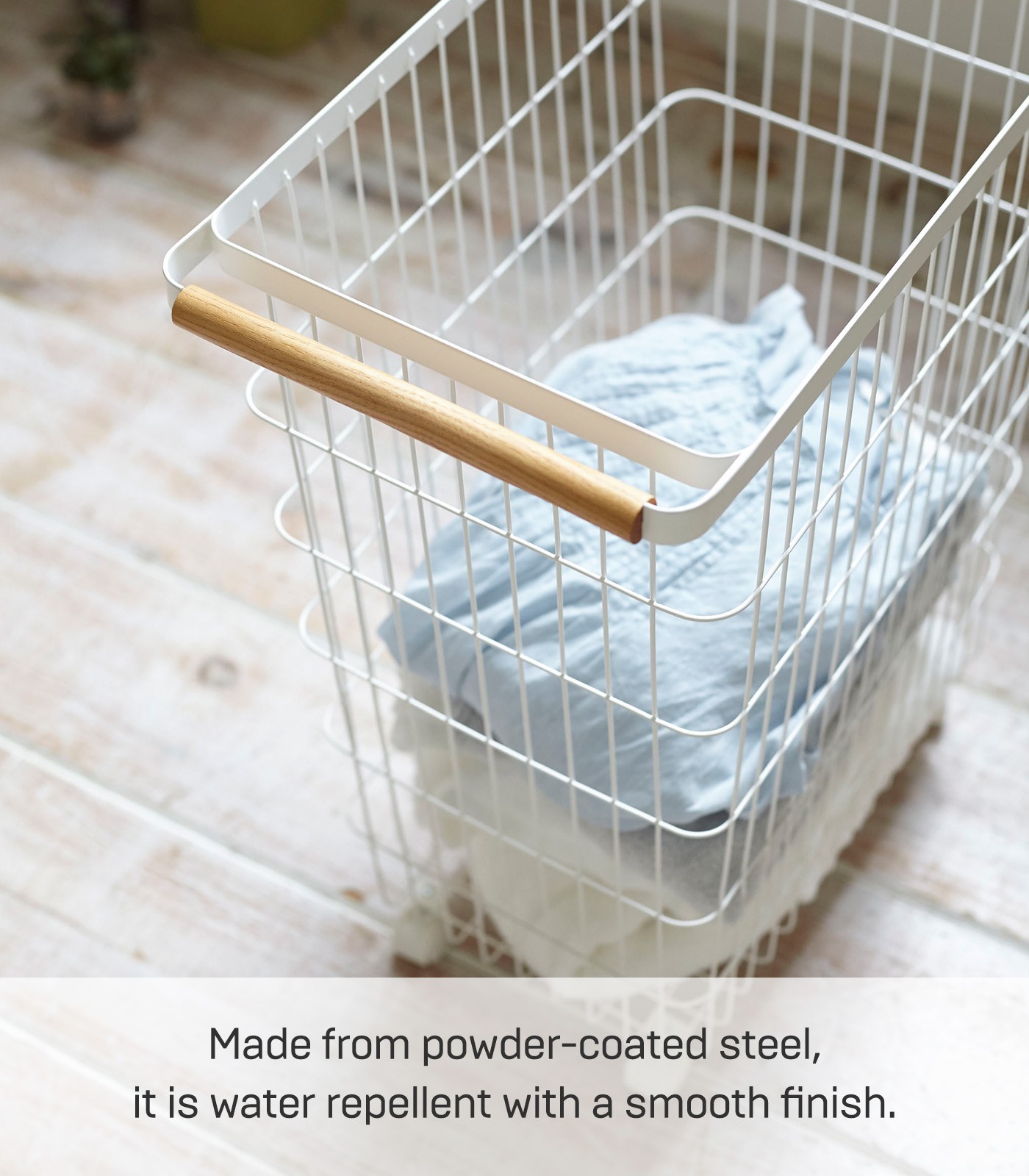 Yamazaki Home Rolling Wire Basket (24″ H) – Steel + Wood – 30% OFF MSRP