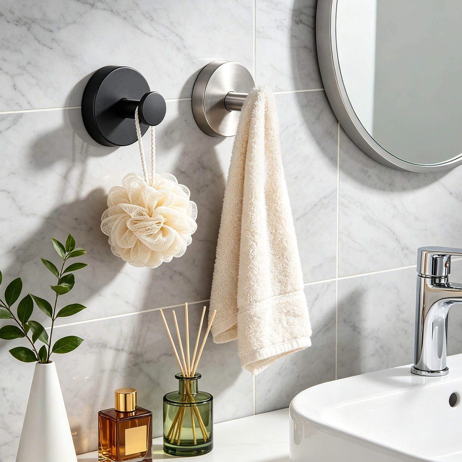 1-4pc Suction Cup Hooks Waterproof Shower Hooks Bathroom Towel Hanger Punch-Free