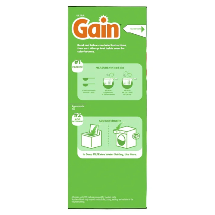 2 Box Gain Powder Laundry Detergent, Original Scent, 123 oz, 133 Loads Box