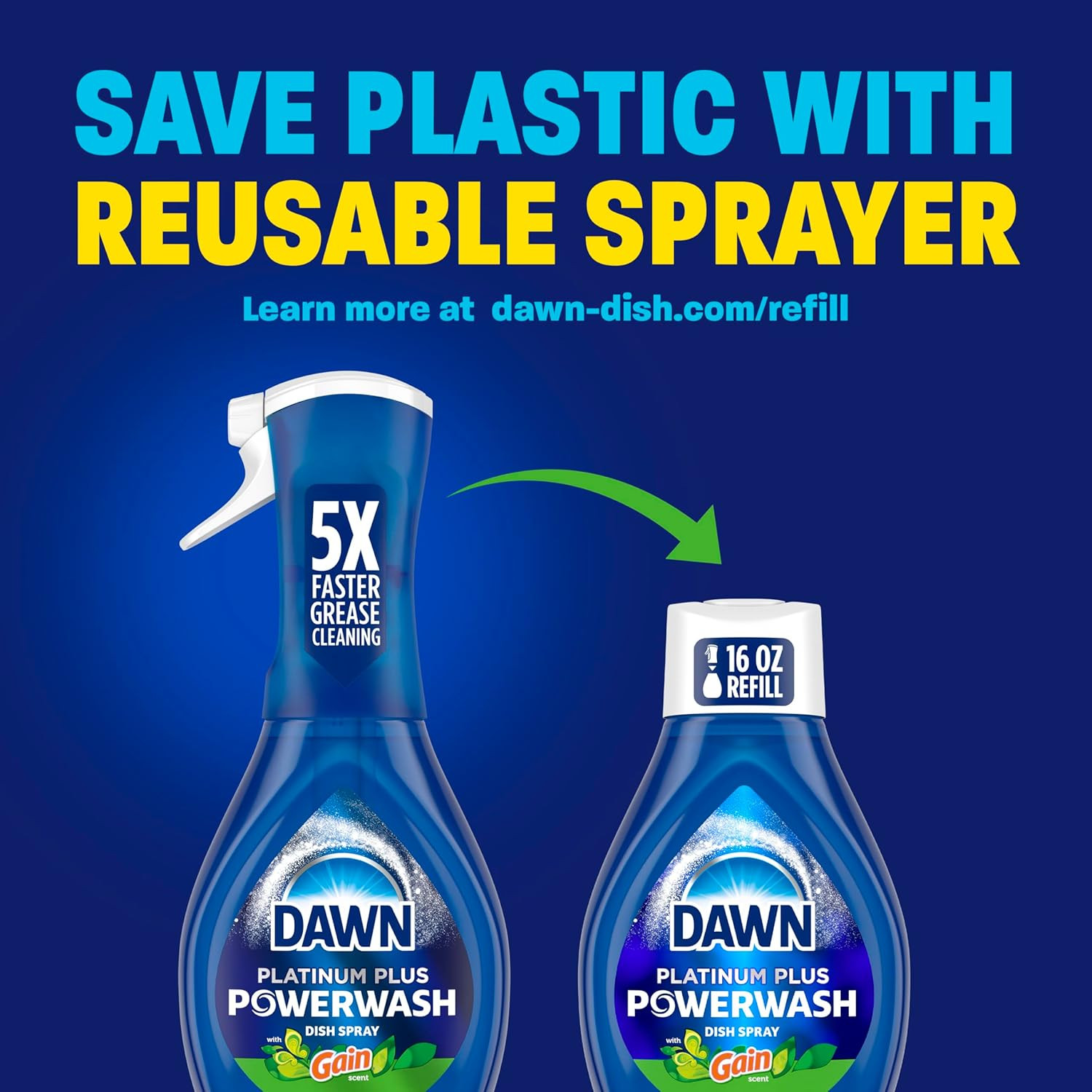 Powerwash Gain Original Dish Spray, Liquid Dish Soap, Dish Soap Refill, , 1 Star