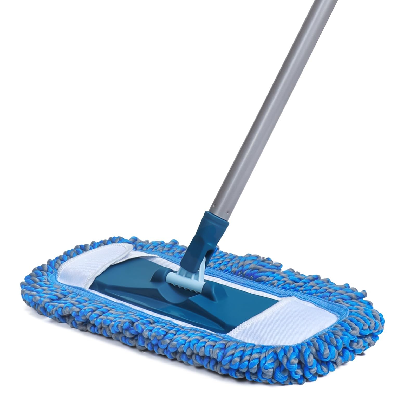TrueYee Dust Mop for Hardwood Floors with 57″ Long Handle, Blue and Silvery