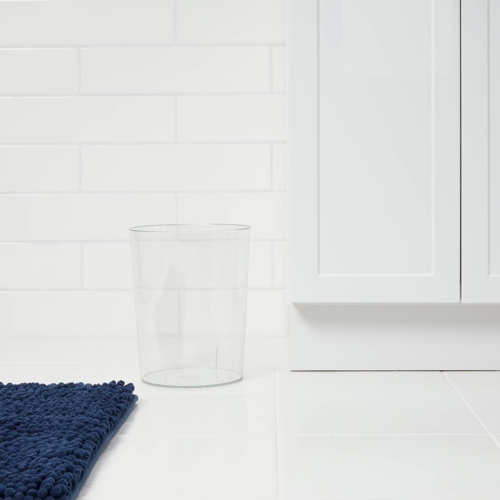 Solid Bathroom Wastebasket Clear:Plastic,10.5″ High,6.5L Acrylic Trash Container