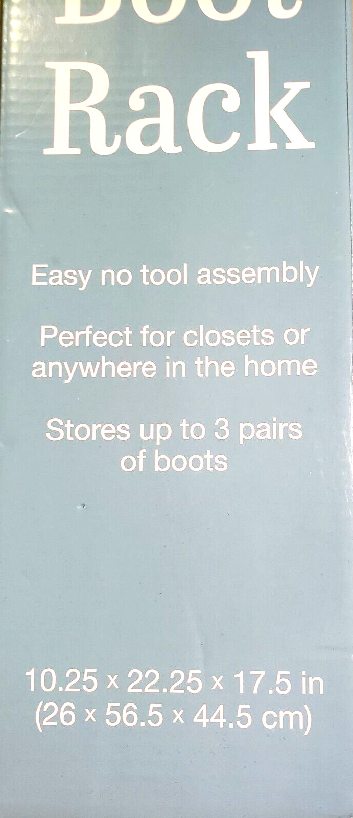 Boot Rack Adjustable Spacing Stores up to 3 pair 10.25 x 22.25 x 17.25 inches