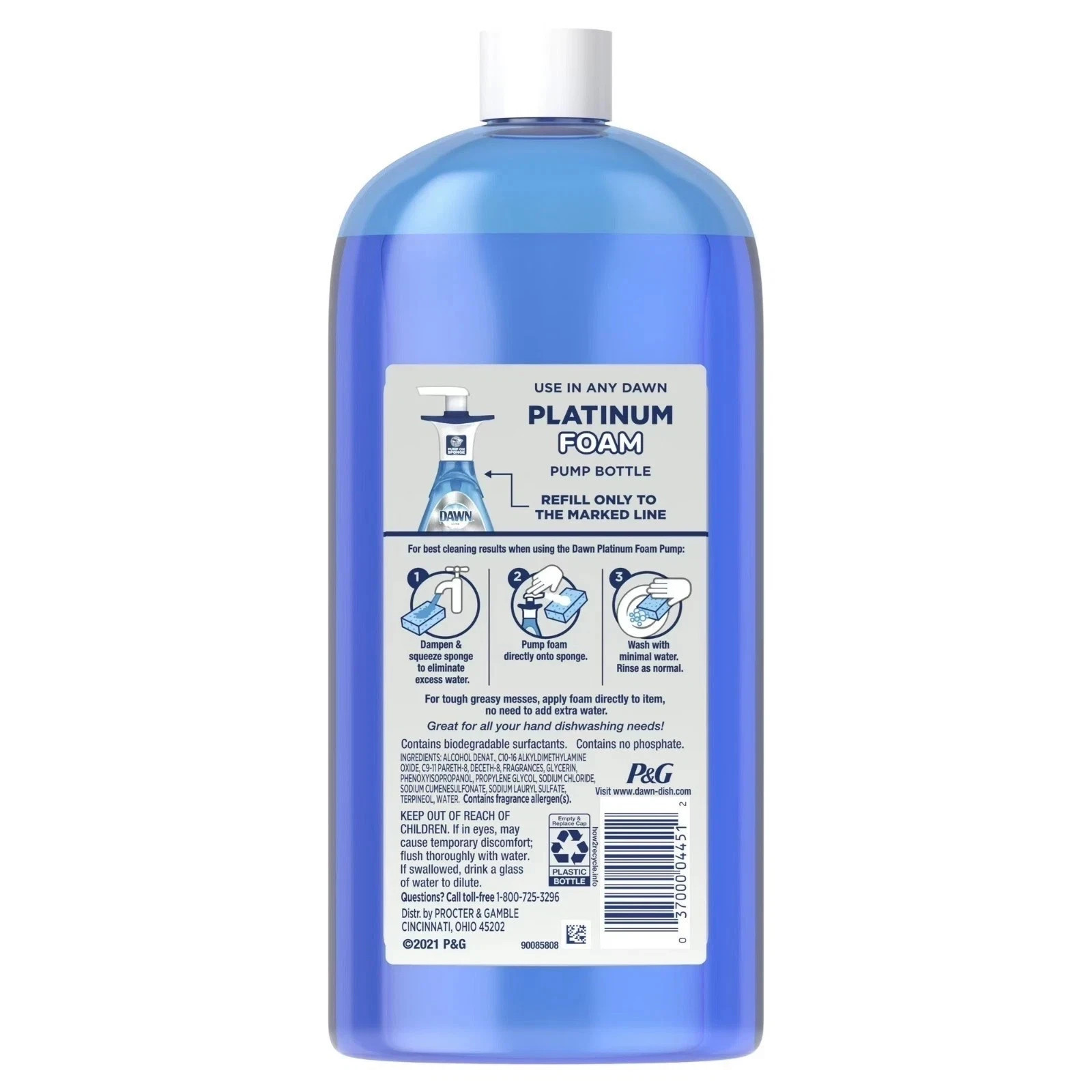 Dawn Platinum Foam Dish Soap Refill 30.9 oz x2+Non-Scratch Sponge+Free Shipping