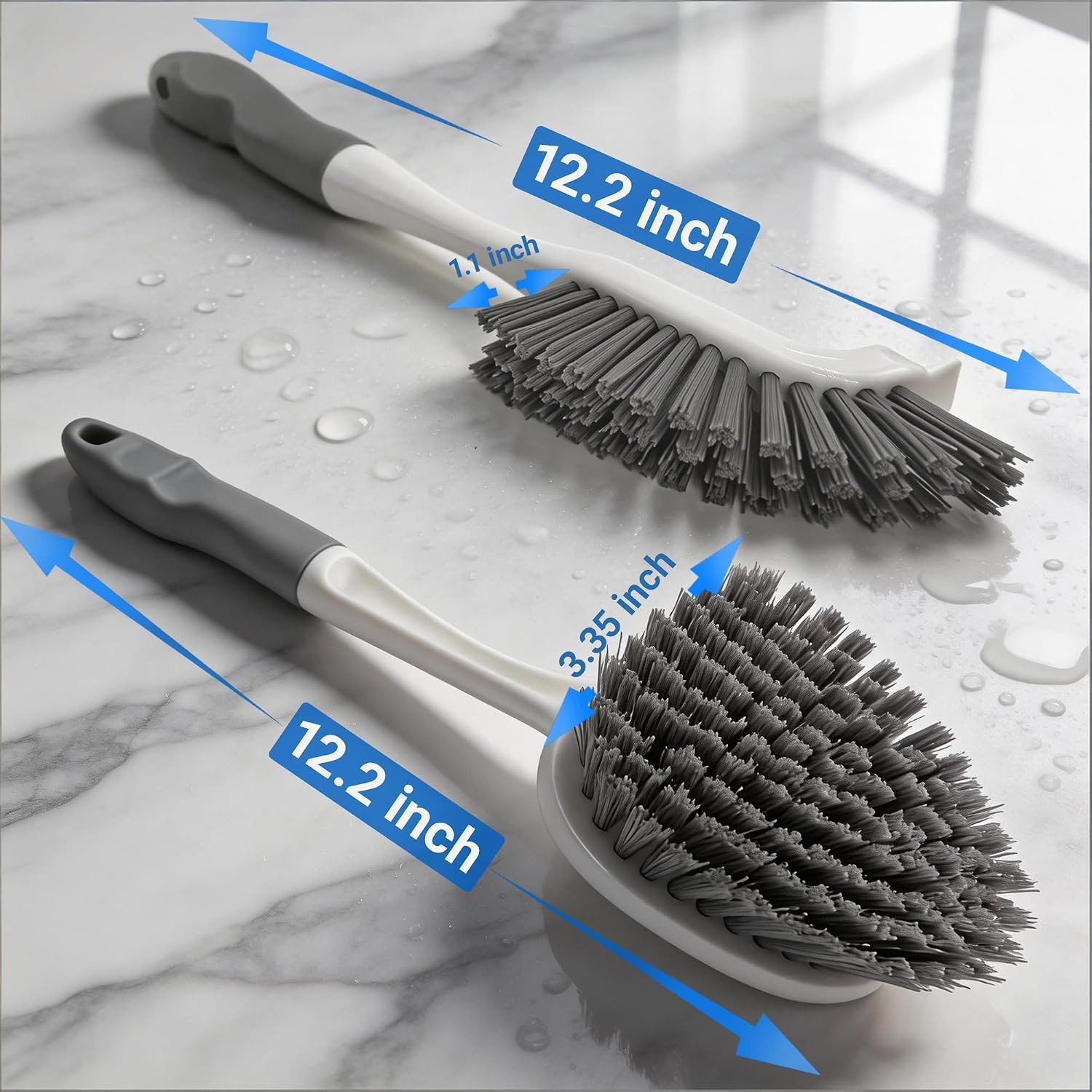 3 Pack Hard Bristle Scrub Brush Set, Heavy Duty Cleaning Brushes with Ergonomic