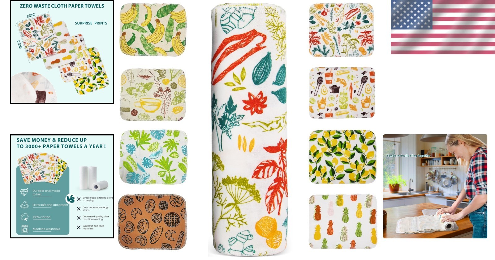 Multi-Purpose Cotton Flannel Towels – 12 Pack with Fun Prints for Every Kitchen