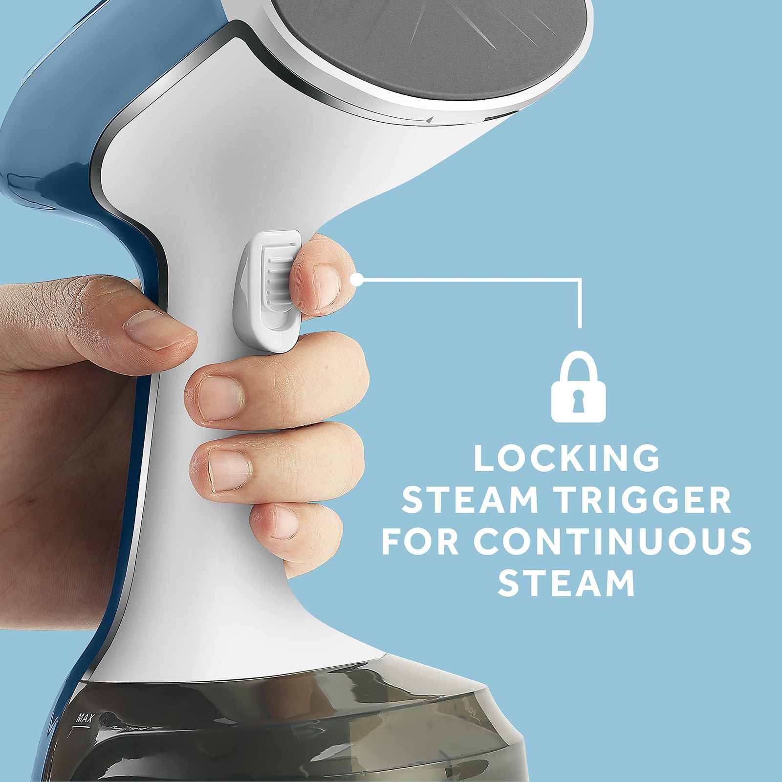 Sunbeam 1200W Handheld Garment Steamer Quick Heat Extra Steam Easy Use Blue
