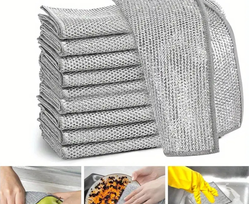 20pcs Magic Double-Sided Steel Wire Cleaning Cloths for Dishes & Pots-NEW