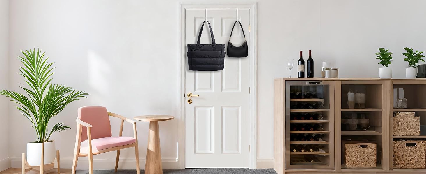 Single Over Door Steel Hooks 2 Pack Fit 1-3/8″ Door 5.5″ White | Plastic Coated