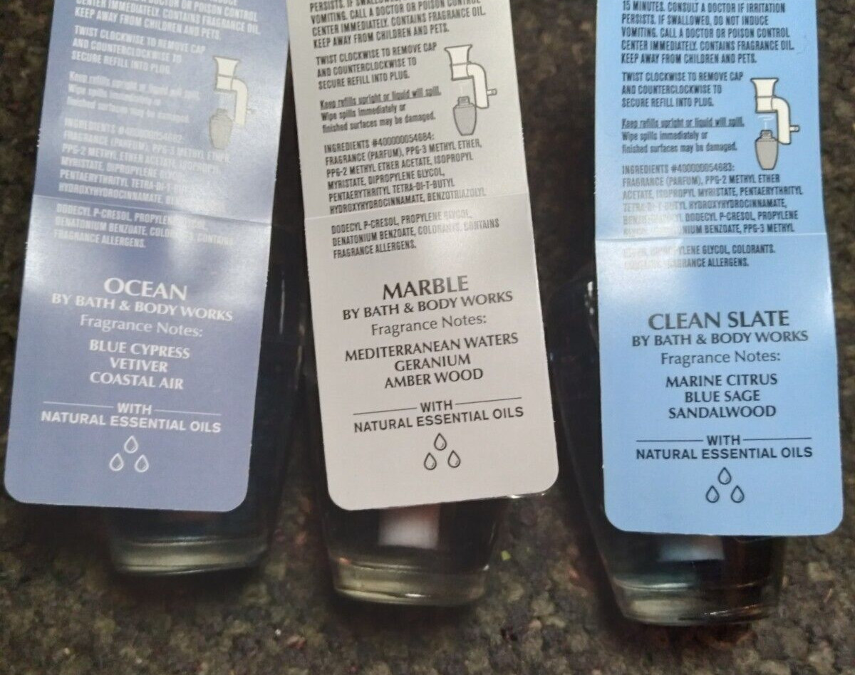 Bath & Body Works Ocean/Marble/Clean Slate Wallflower Refill Bulb set of 3 Mens