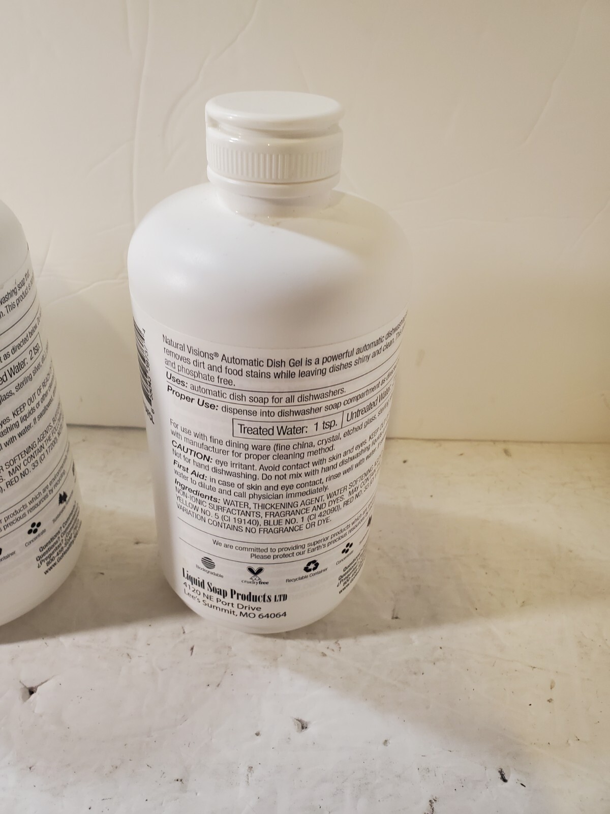 (3) Natural Visions Automatic Dish Gel Super Concentrate Free & Clear 1 Liter