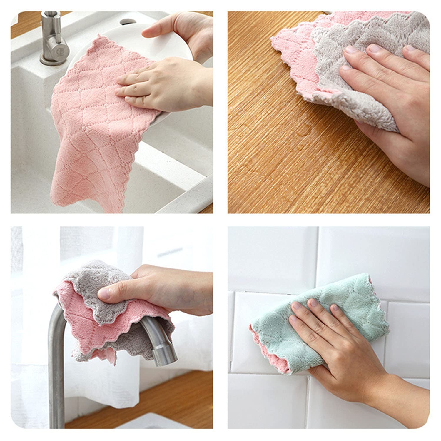 12 Pack Kitchen Towels Quick Dry Washcloths Coral Velvet Dishtowels Multipurpose