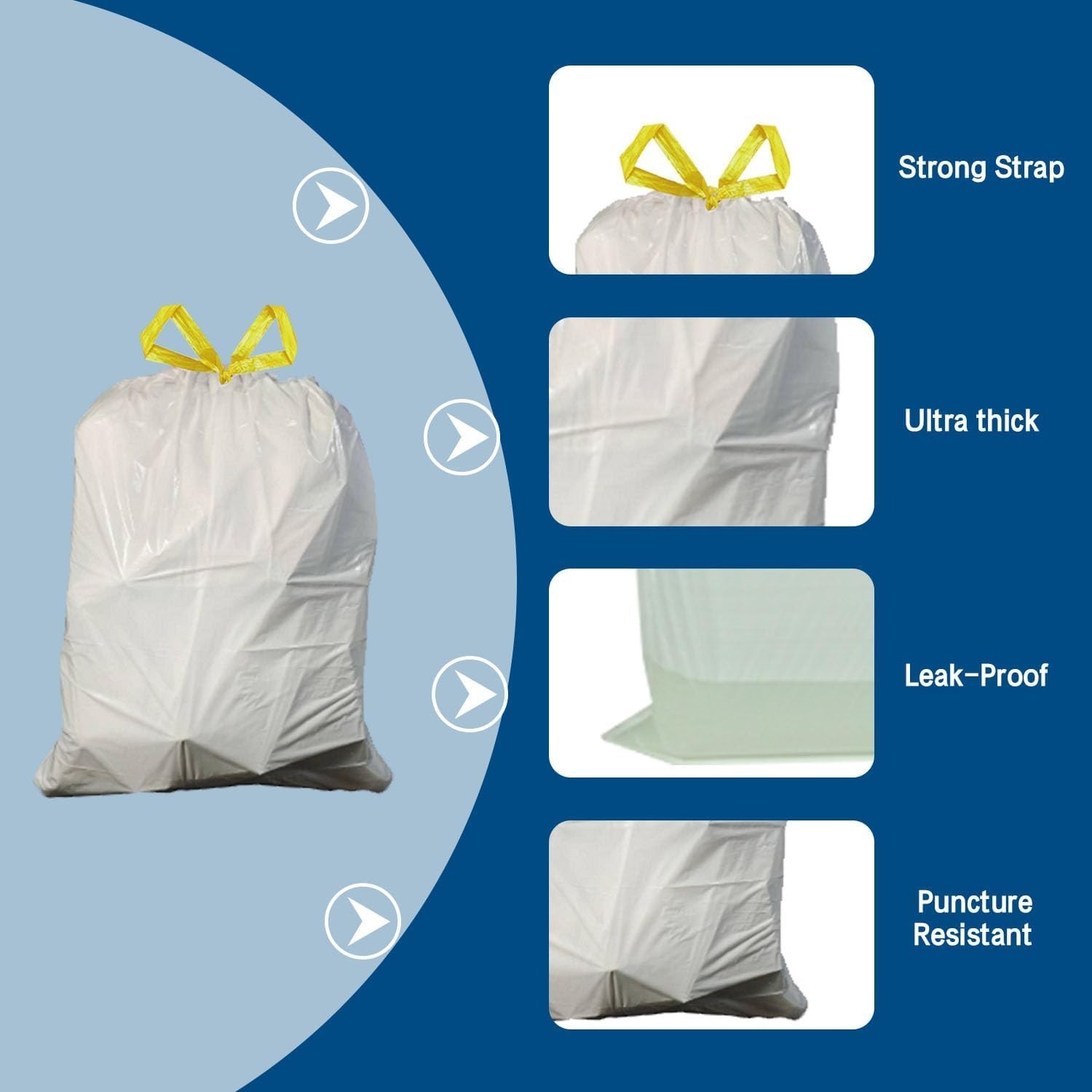 Large Trash Bags, Big Tall Heavy Duty 21 Gallon Drawstring Trash Bags 1.0 MIL 30