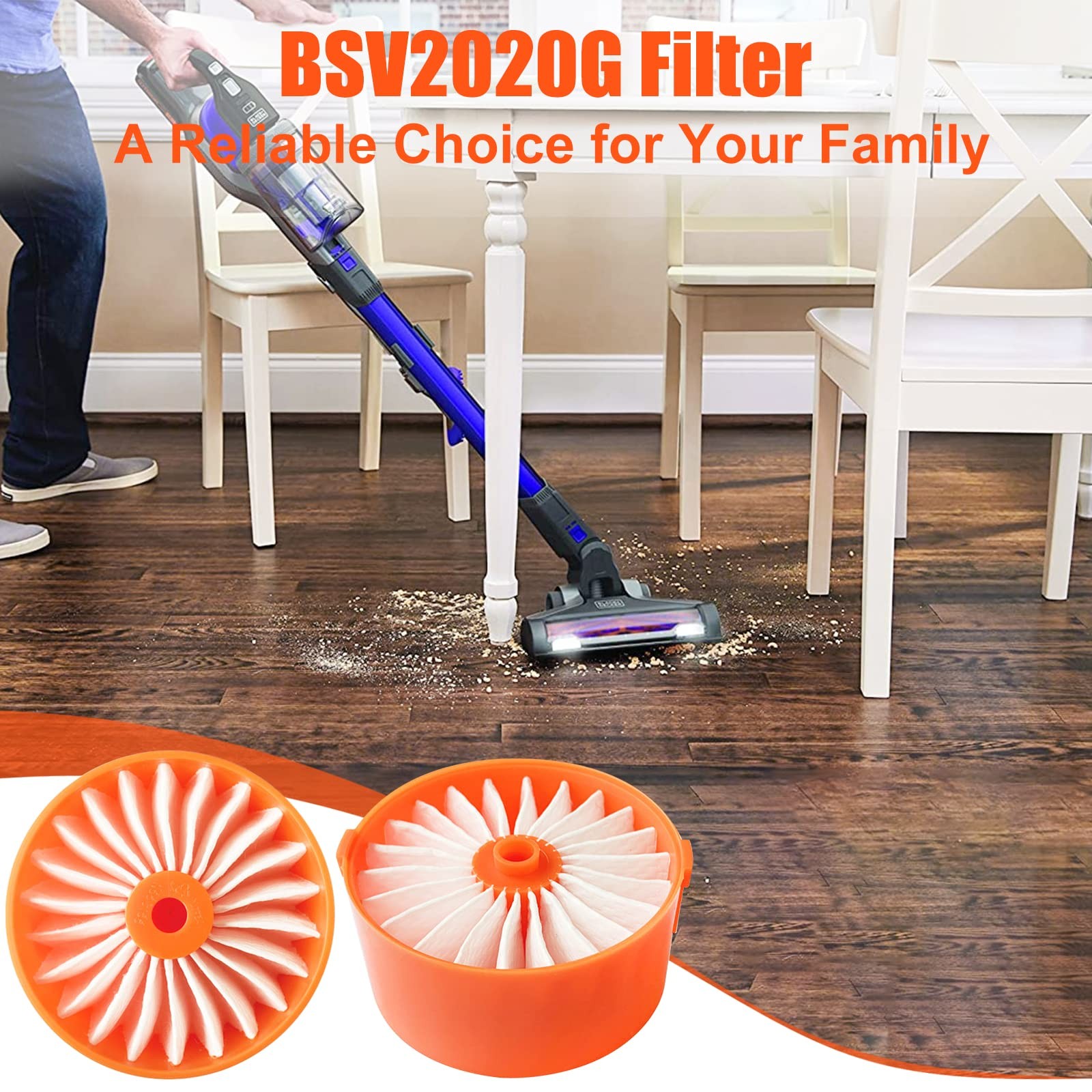 4 Pack Filter Element for Black + Decker BSV2020G Wireless Vacuum Cleaner