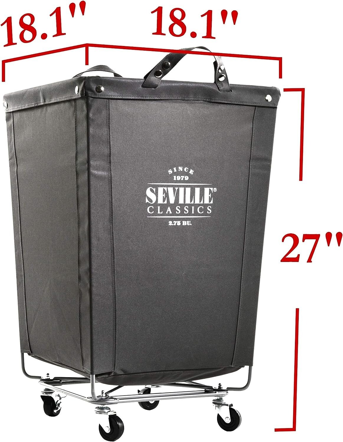 Laundry Hamper Cart – Canvas Bin – Commercial & Residential – 18.1″ D x 18.1″
