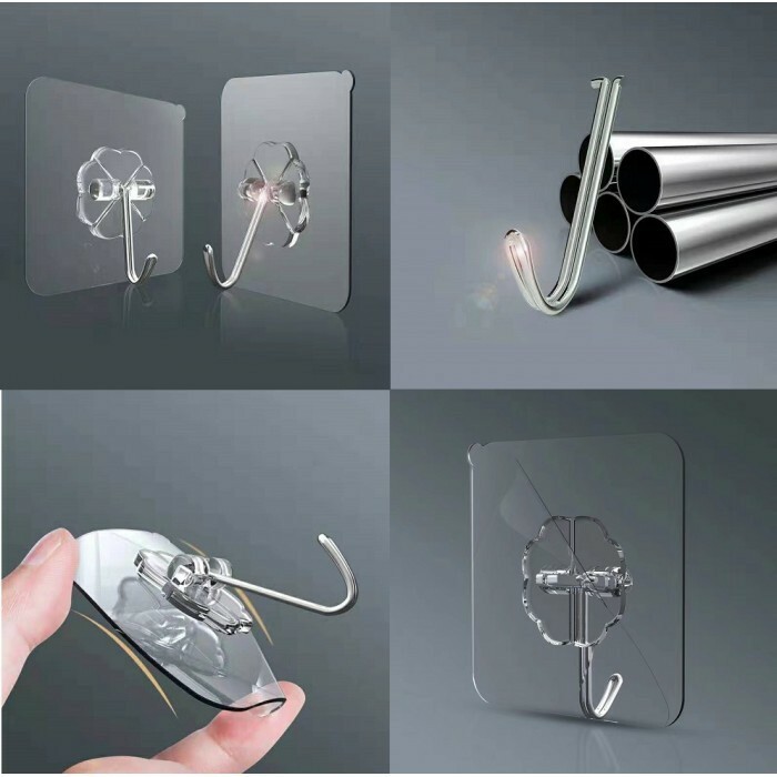 20-40pcs Adhesive Sticky Hooks Heavy Duty Clear Wall Seamless Hooks Hangers US