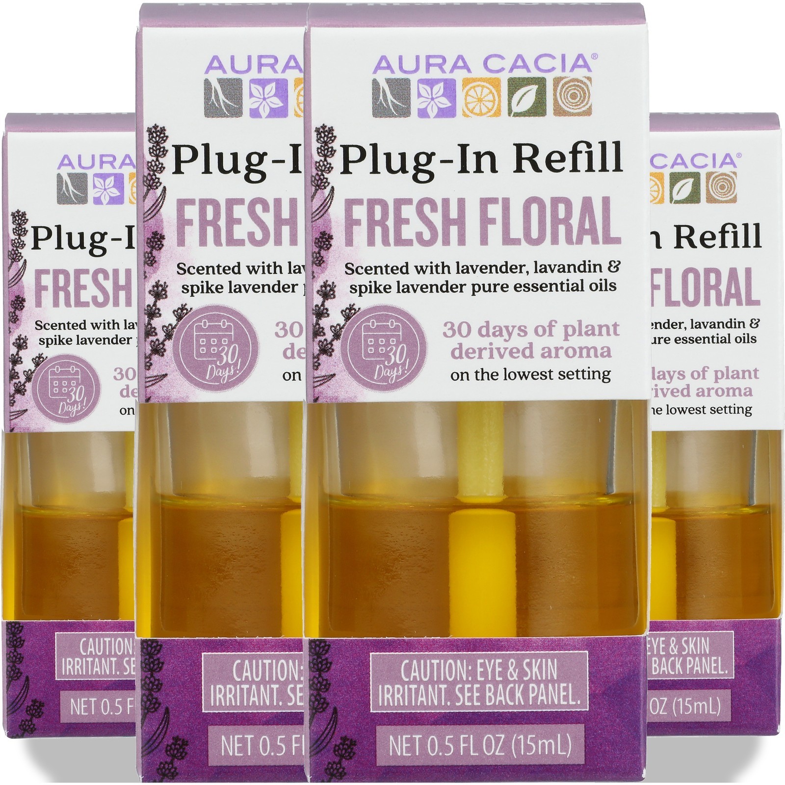 Fresh Floral Plug-In Refill By Aura Cacia 0.5 Fl Oz Air Freshener 4 Pack