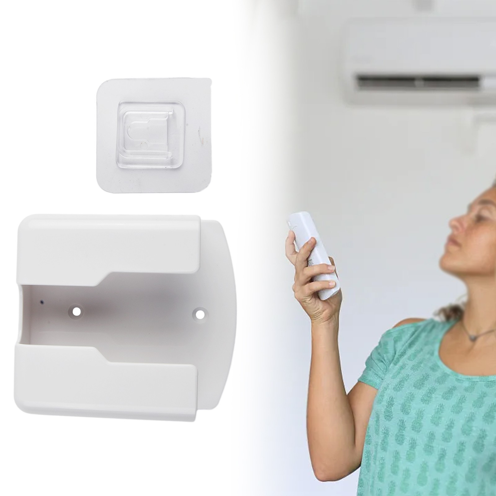 Universal-White Air-Conditioner Remote Control Holder Wall-Mounted Box Storage