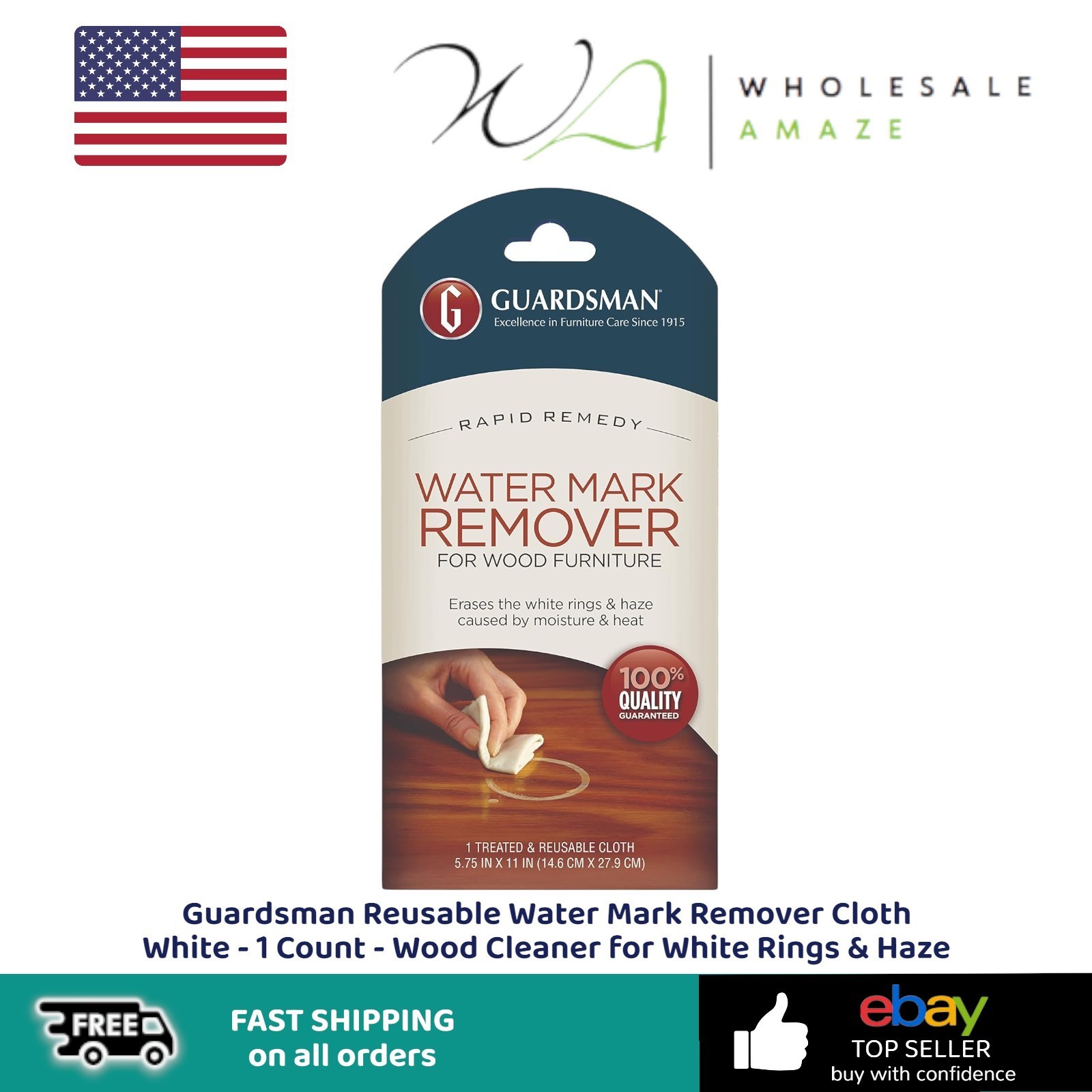 Guardsman Reusable Water Mark Remover Cloth White – 1 Count – Wood Cleaner