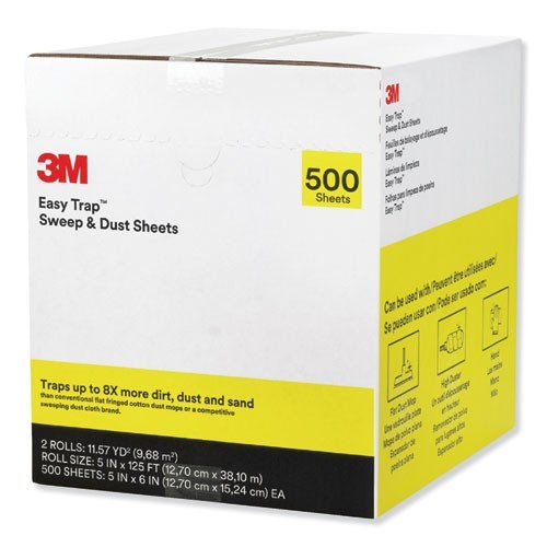 3M Easy Trap Duster Sweep Sheets, 5″x125 ft, White, 250 Sheet/Roll, 2 Rolls/CT