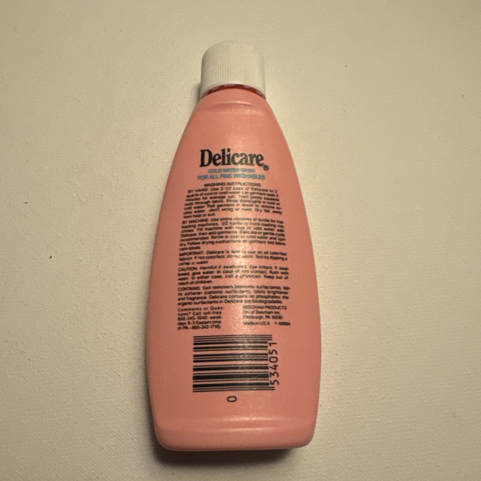VTG HTF Delicare Cold Water Wash Fine Washables 2 Oz Delicate Fabrics 90% full