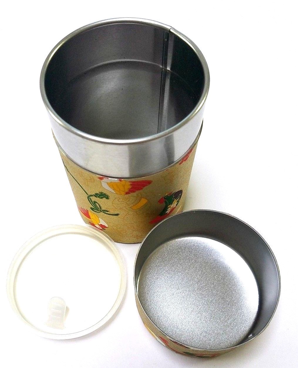 Japan Cylindrical tea cans Birds Empty Diameter 6.5 cm X Height 10.5 cm