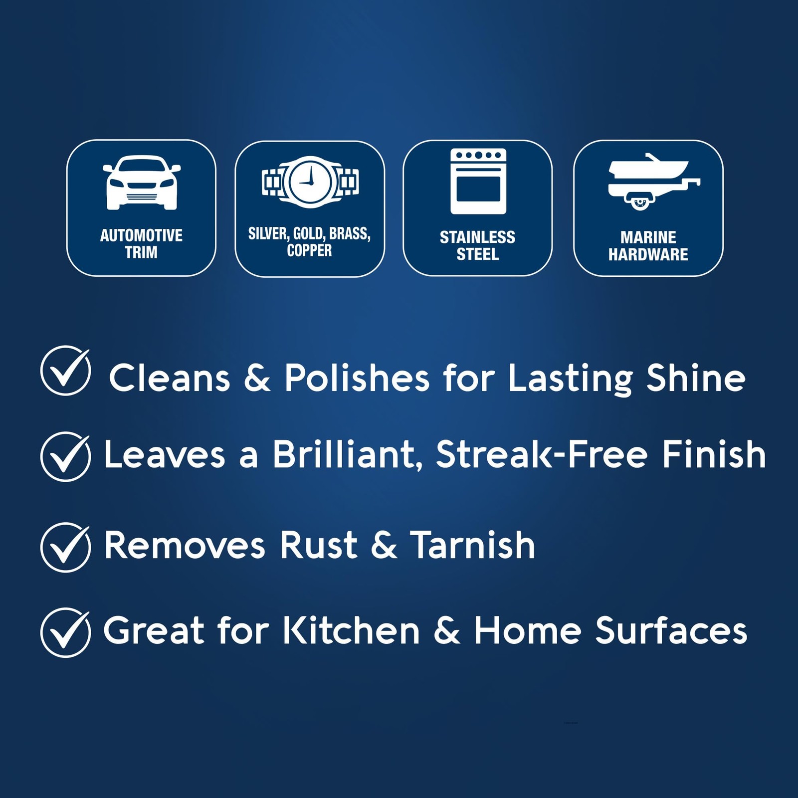 All Metal Wadding Polish, Chrome and Metal Cleaner for Cars, Kitchens, Bathrooms