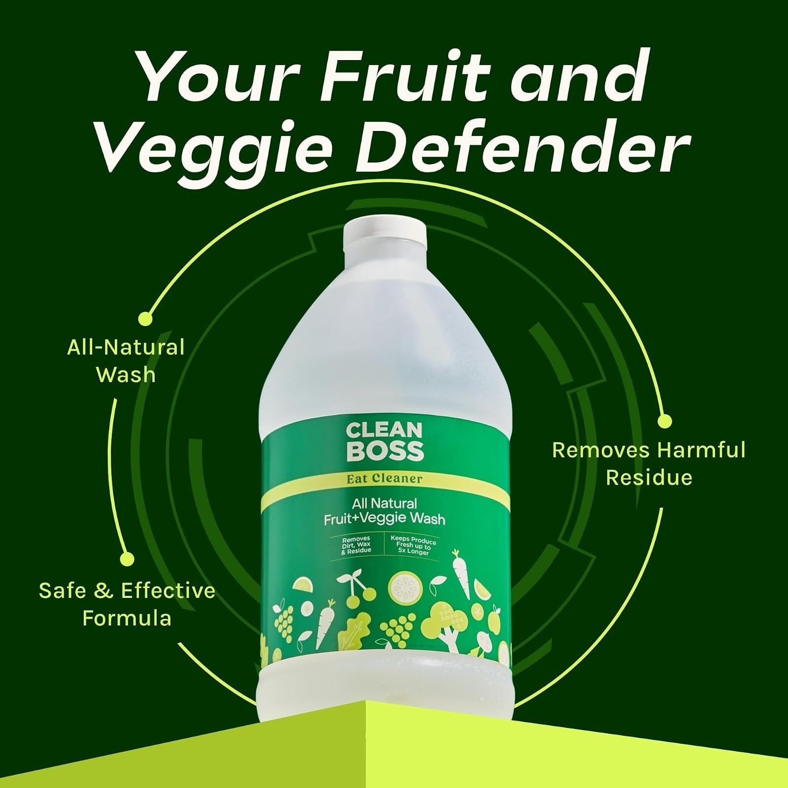 CleanBoss Eat Cleaner Fruit & Veggie Wash Refill 64 oz – Vegan & Gluten Free