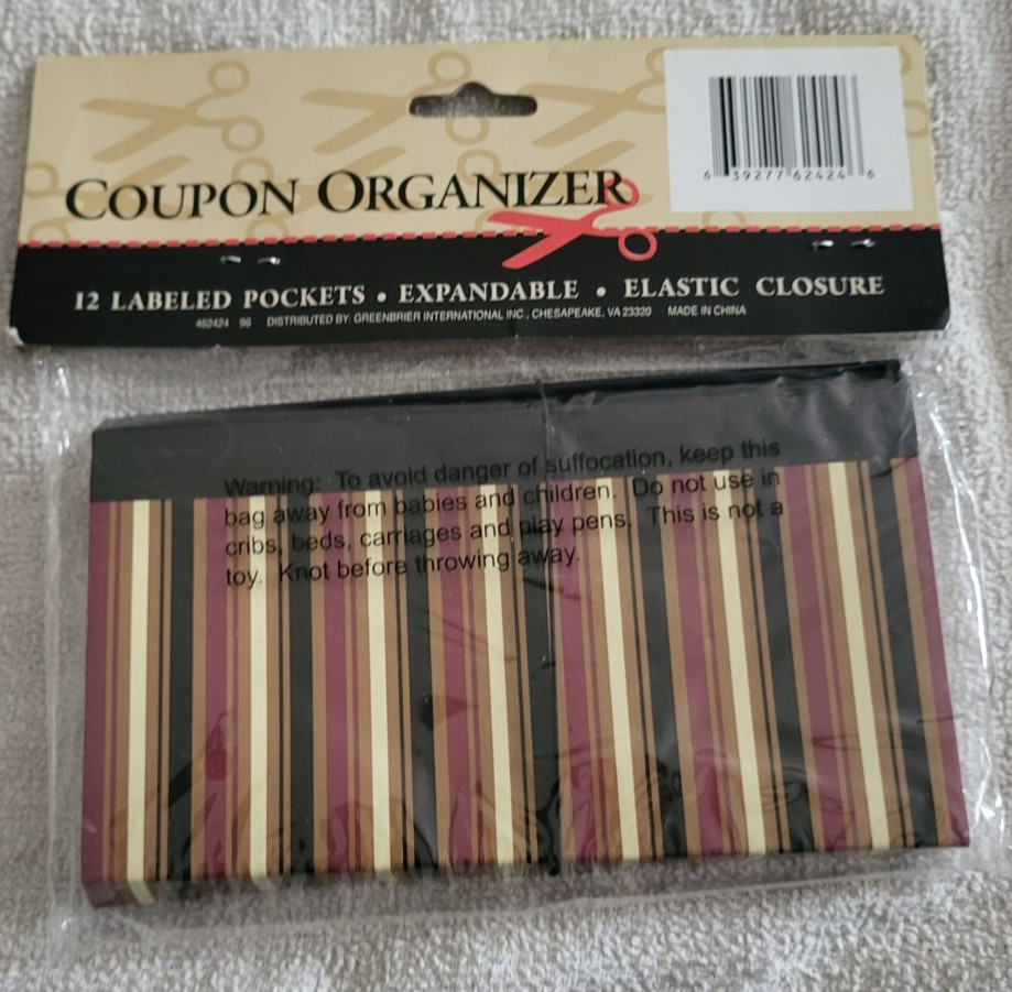 SMALL NEW COUPON ORGANIZER 12 LABELLED POCKETS – EXPANDABLE – ELASTIC CLOSURE