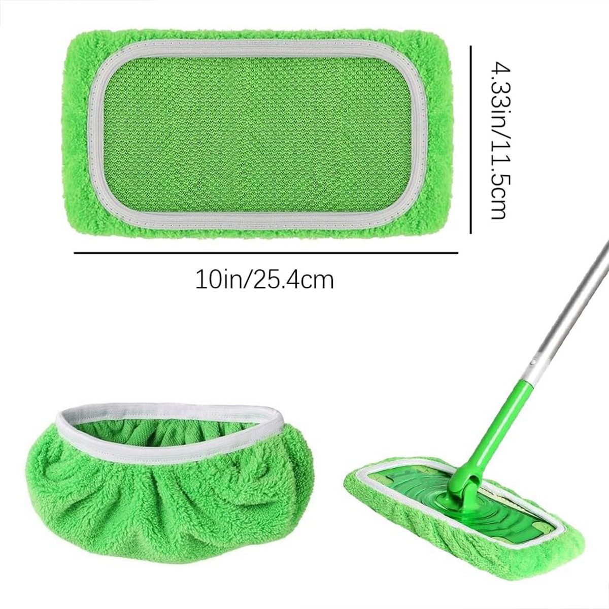 8 Pack Green Microfiber Mop Head Replacement Covers for Floor Cleaning