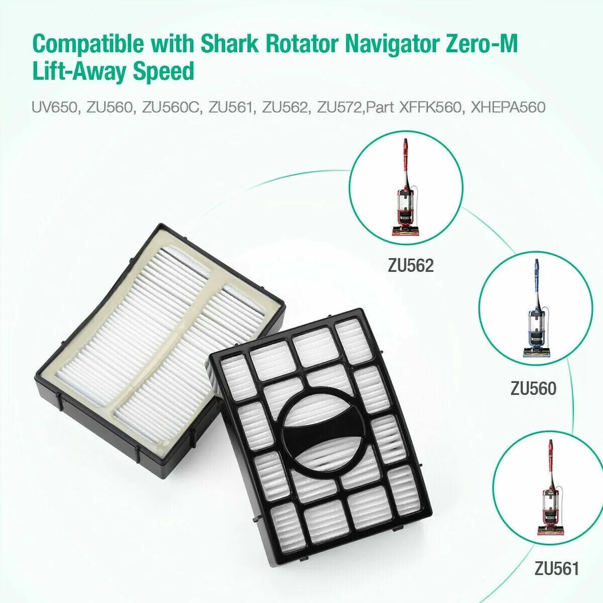 Filter Replacement Kit for Shark ZU560 ZU561 ZU562 ZU572 UV650 UV725 ZU660 CU530