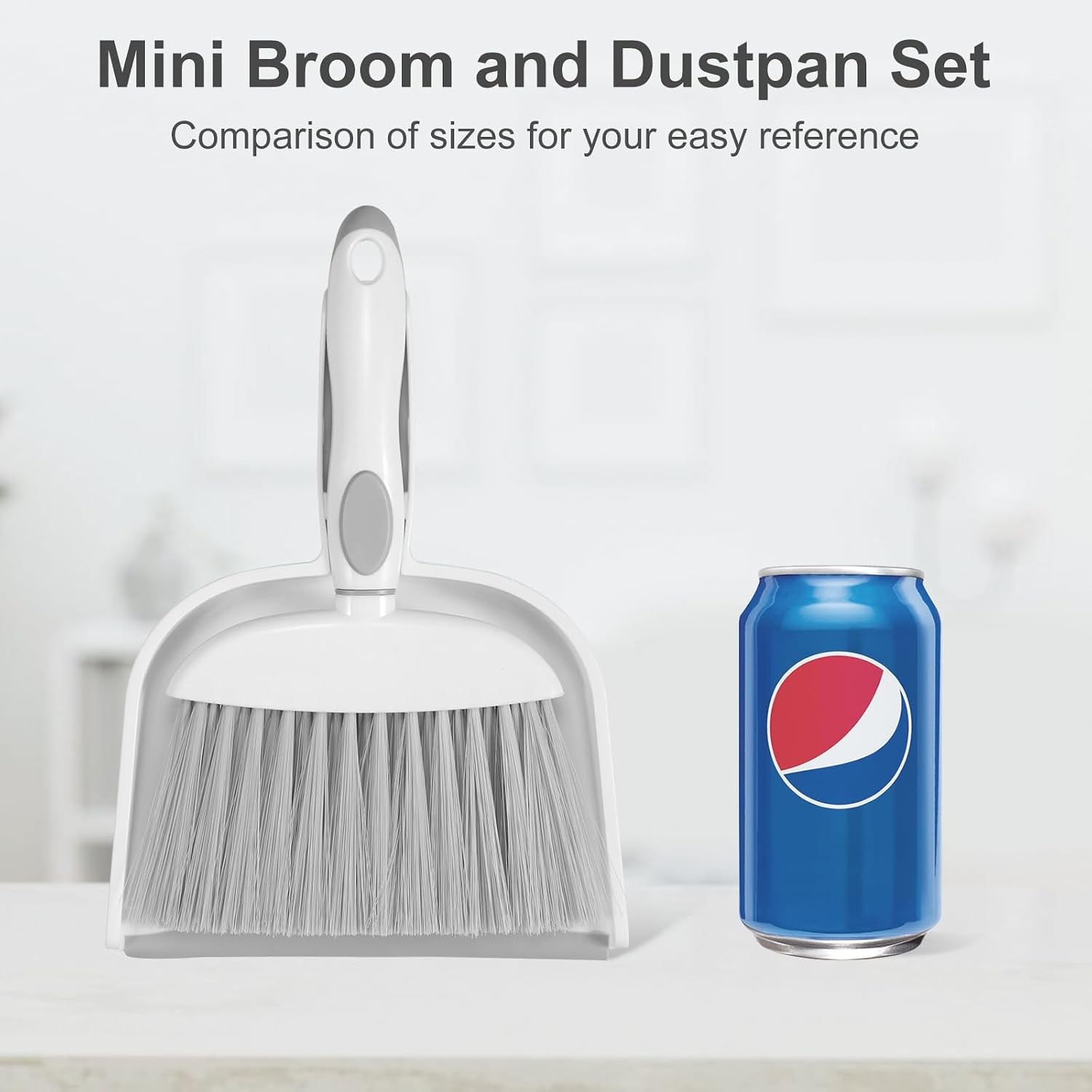 Mini Dust Pan & Brush Set White Gray Desktop Keyboard Drawer Cleaning Tool Home
