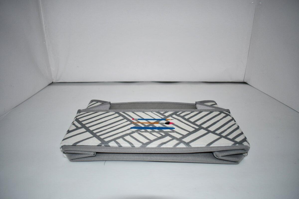 Thirty One Office Desk Organizer in Grey Patchwork With EMBROIDERY NWT