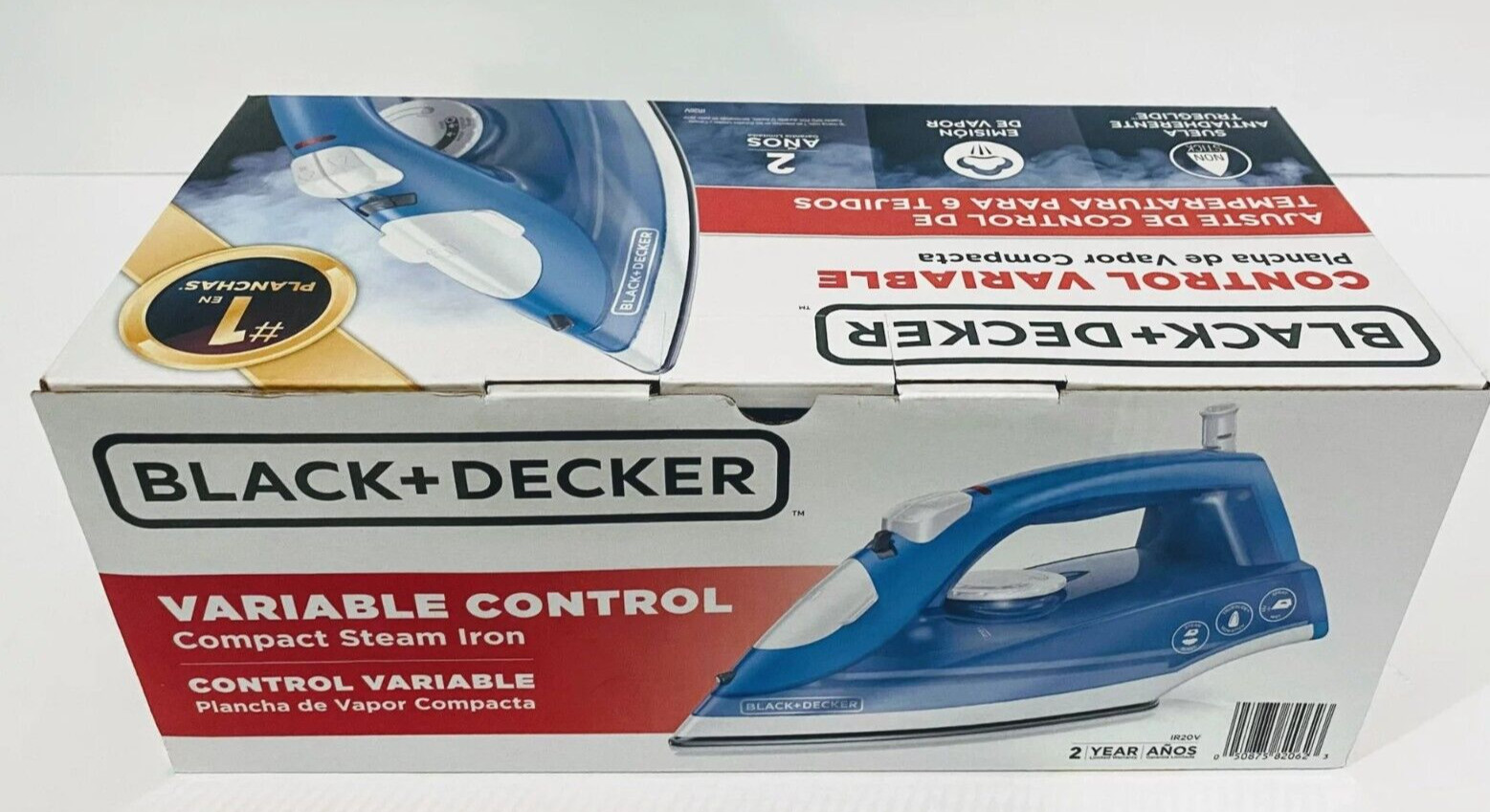 BLACK+DECKER IR20V: Variable Control Compact Steam Iron – Blue & White