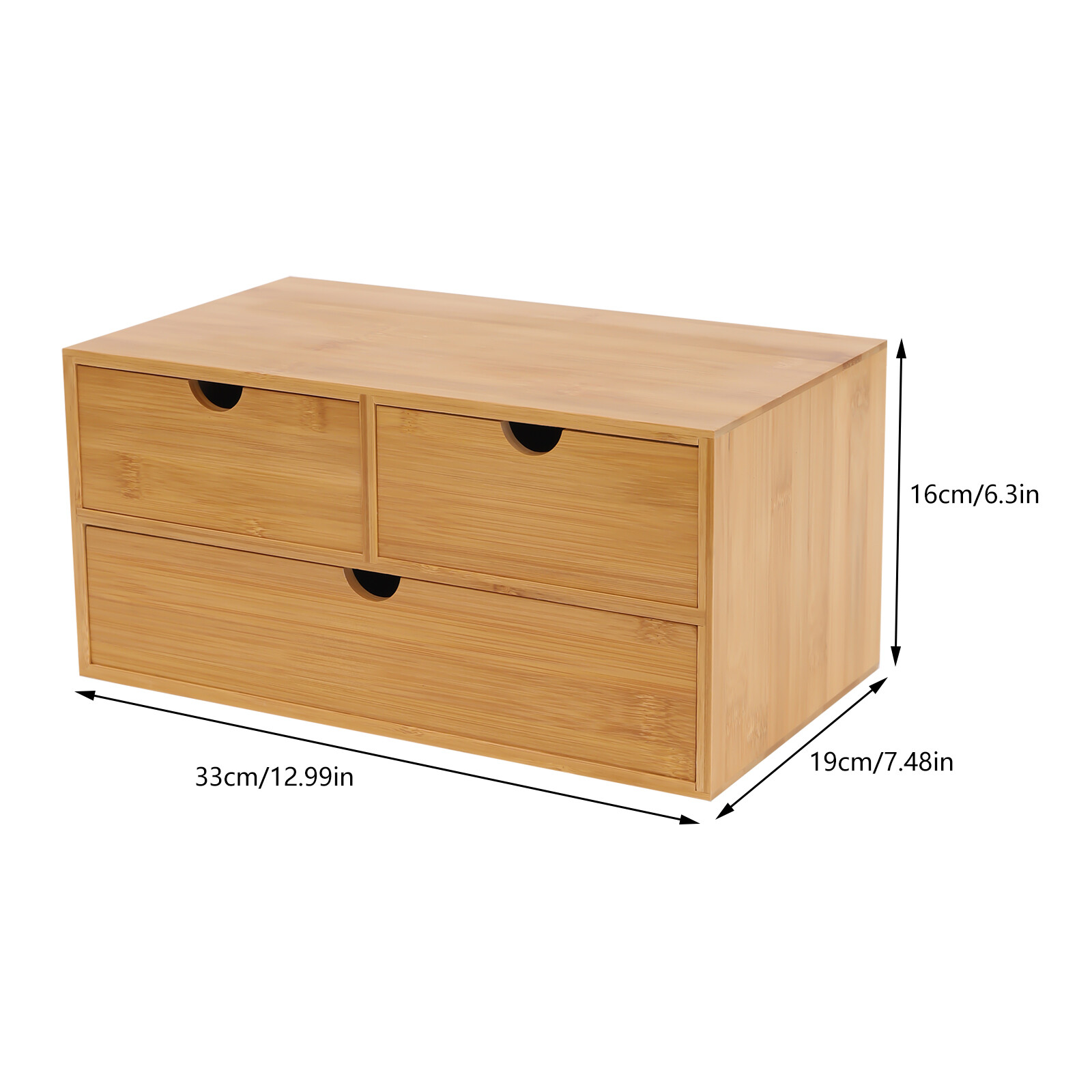 Bamboo Desk Organizer with 3 Drawers, Tabletop Storage Box No Assembly Required