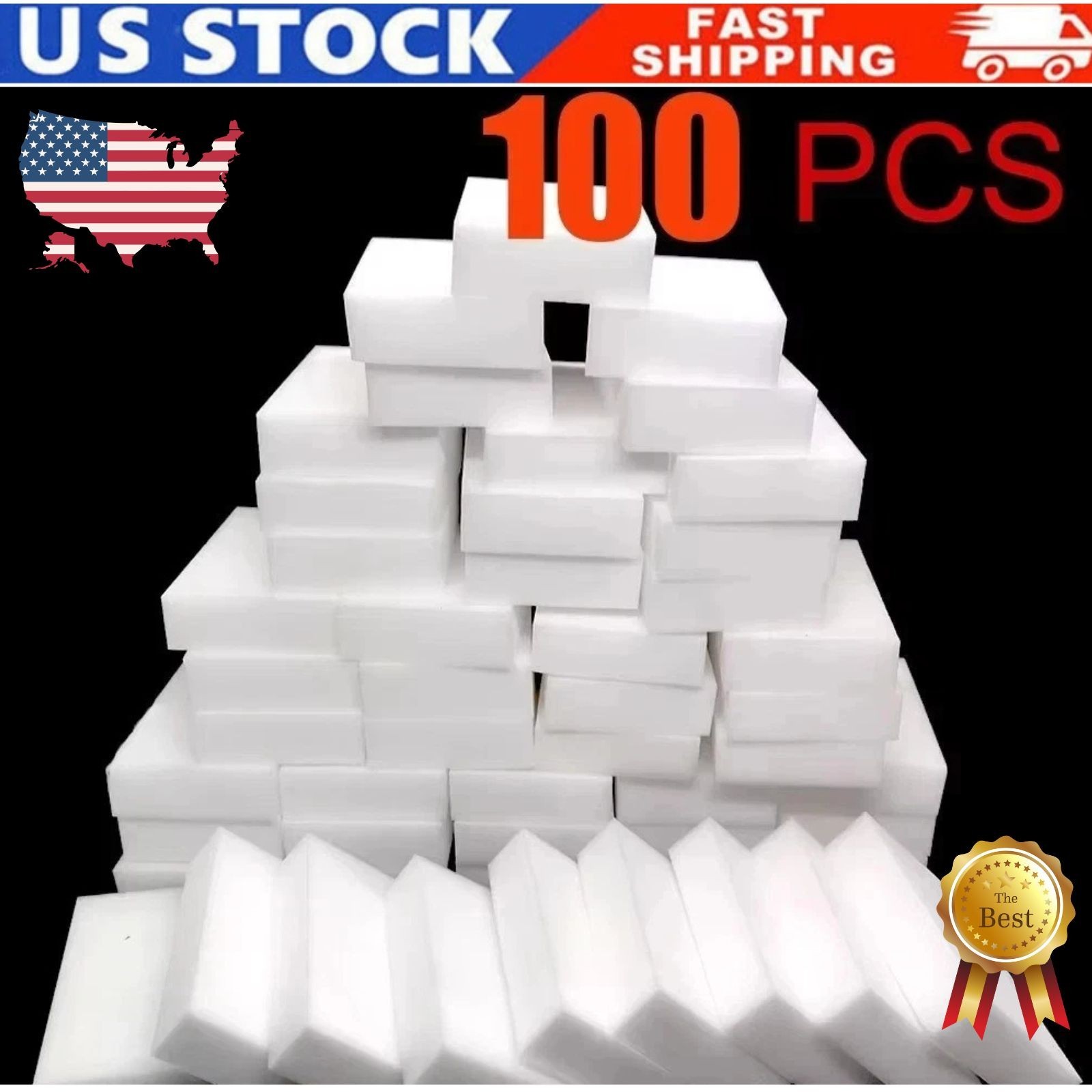 100 PCS Sponge Eraser BULK PACK Melamine Cleaning Foam 3/4″ Thick Kitchen Bath.