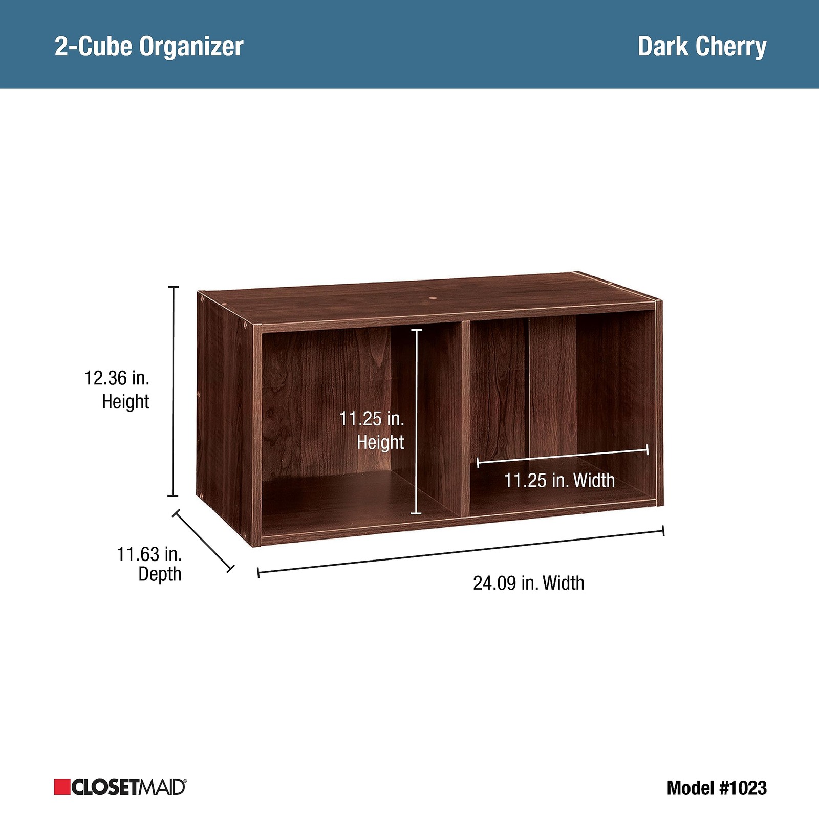 Closetmaid Dark Cherry 2 Cube Storage Organizer Stackable Or Hangable Unit