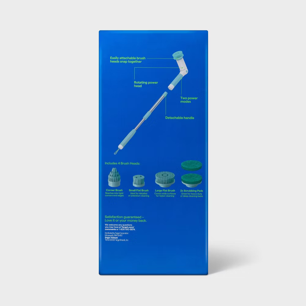 Power Scrubber with Attachments Handheld Plus Extended Handle – up&up:
