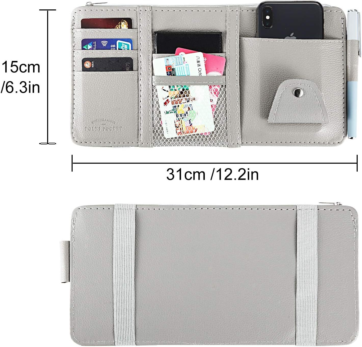 Car Sun Visor Pocket Organizer Personal Belonging Storage Pouch for Trucks Car