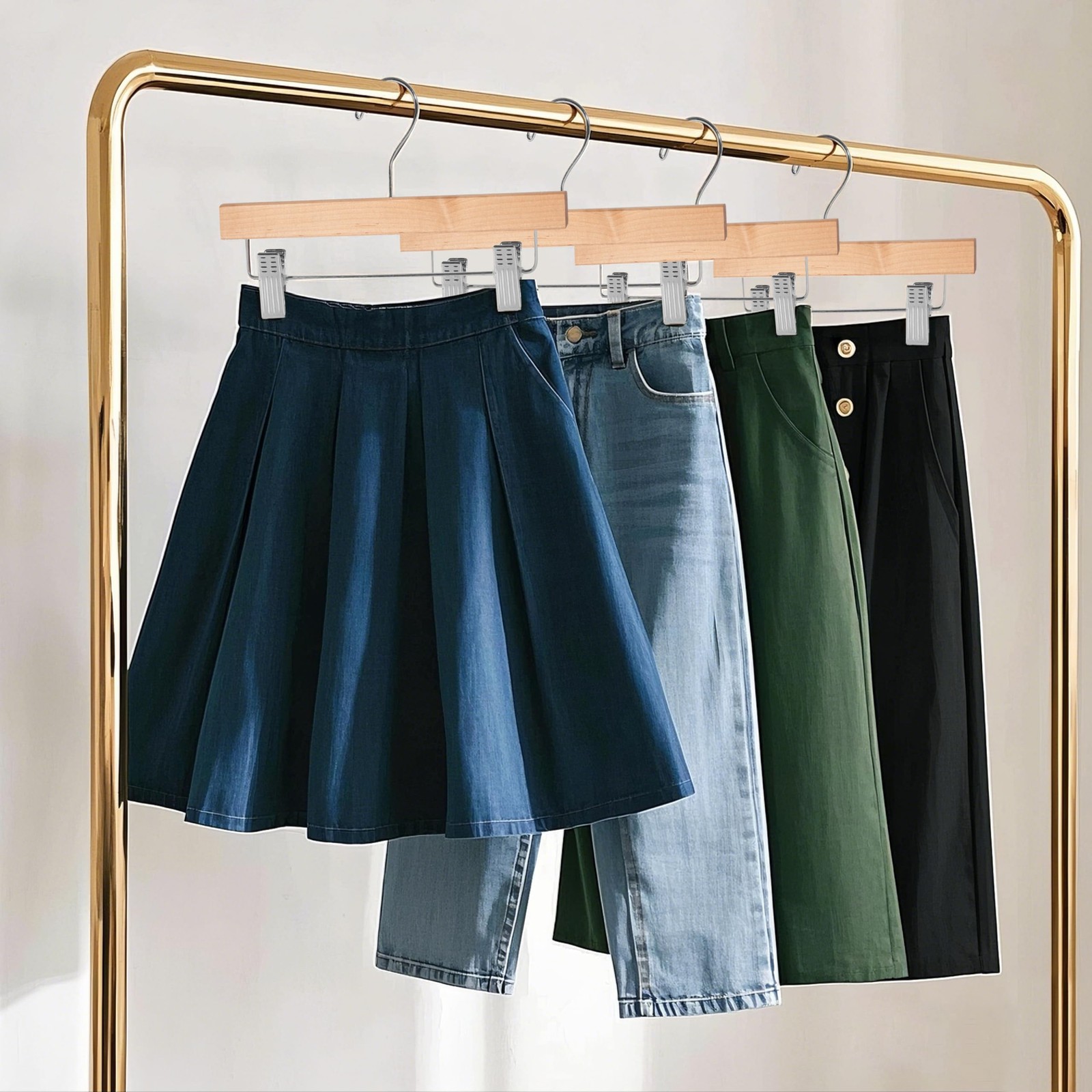Quality Hangers Wooden Pants 14 inches (L) x 6.5 (H), Natural
