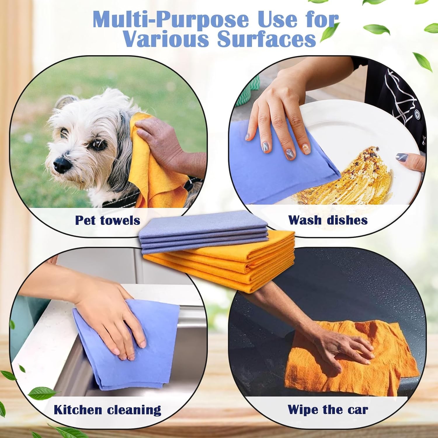 Ultra-Absorbent Miracle Cleaning Shammy, Super Absorbent Cleaning Cloth Multi…
