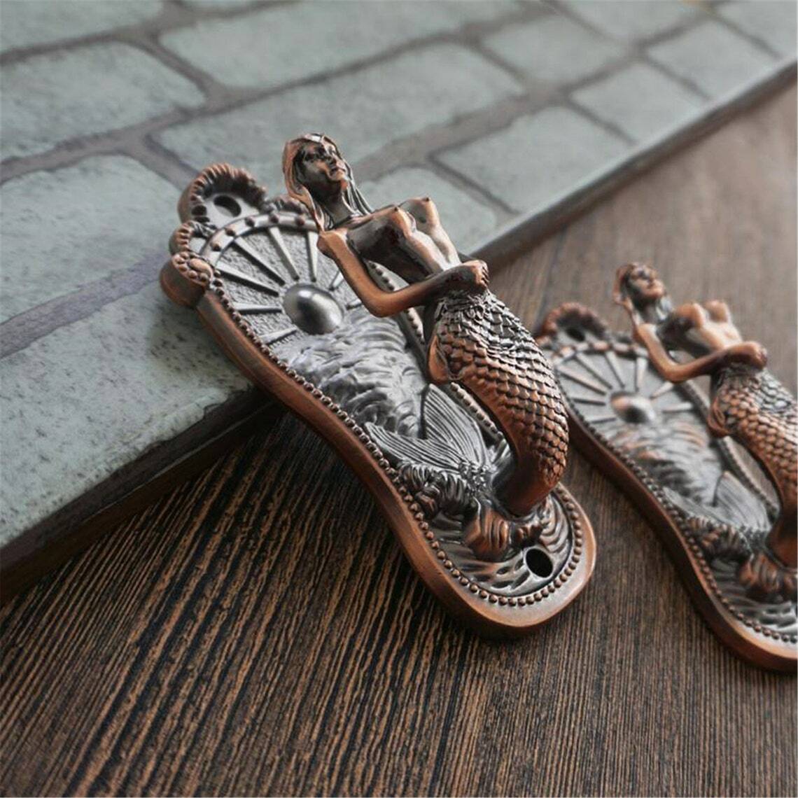 Vintage Bronze Mermaid Hooks Wall Hook Curtain Tie Backs Coat Hooks Coat Hangers