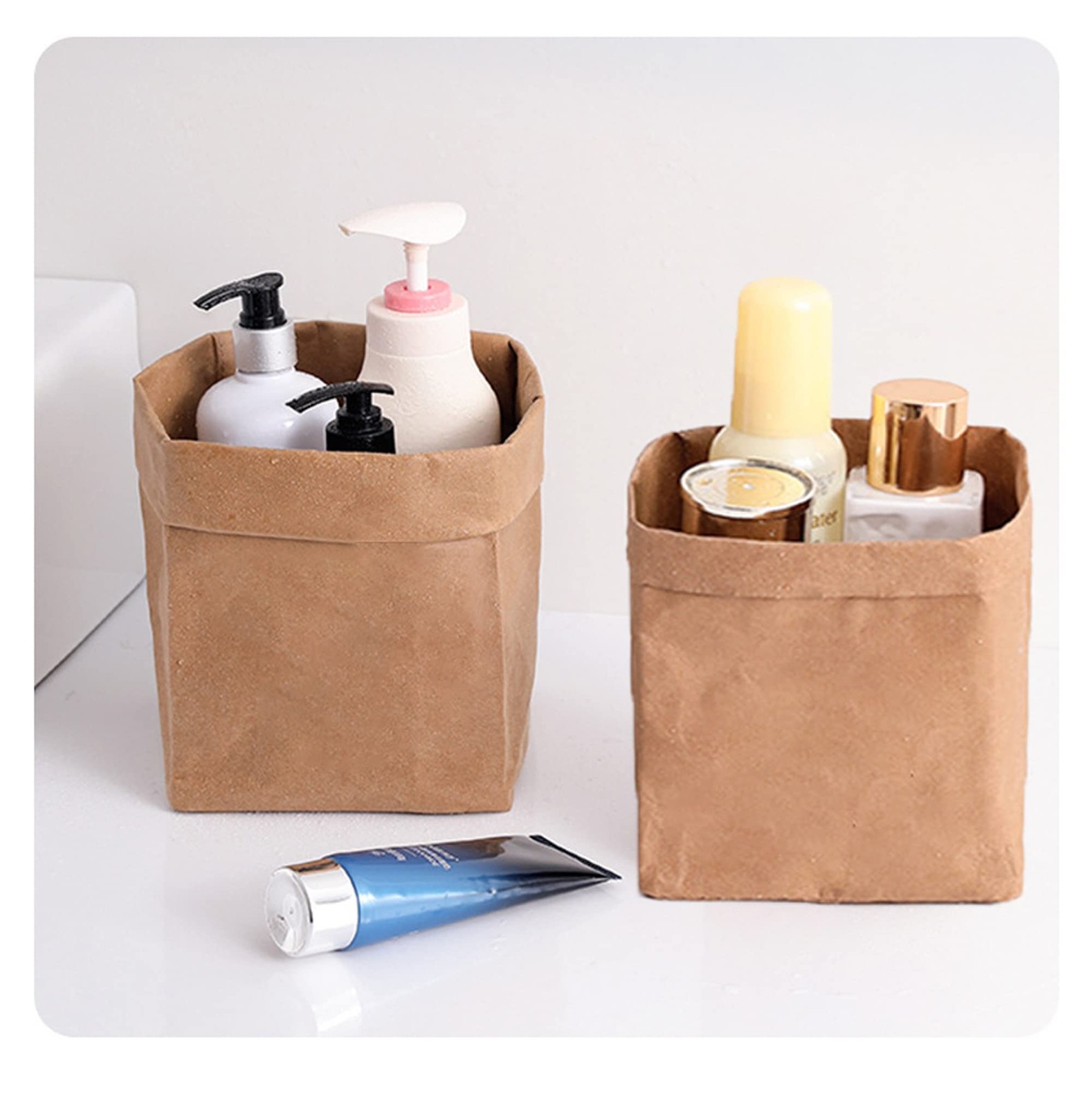 Washable Paper Storage Bags – Reusable Grocery Bags 6 x 11 Inches Kraft Plant…