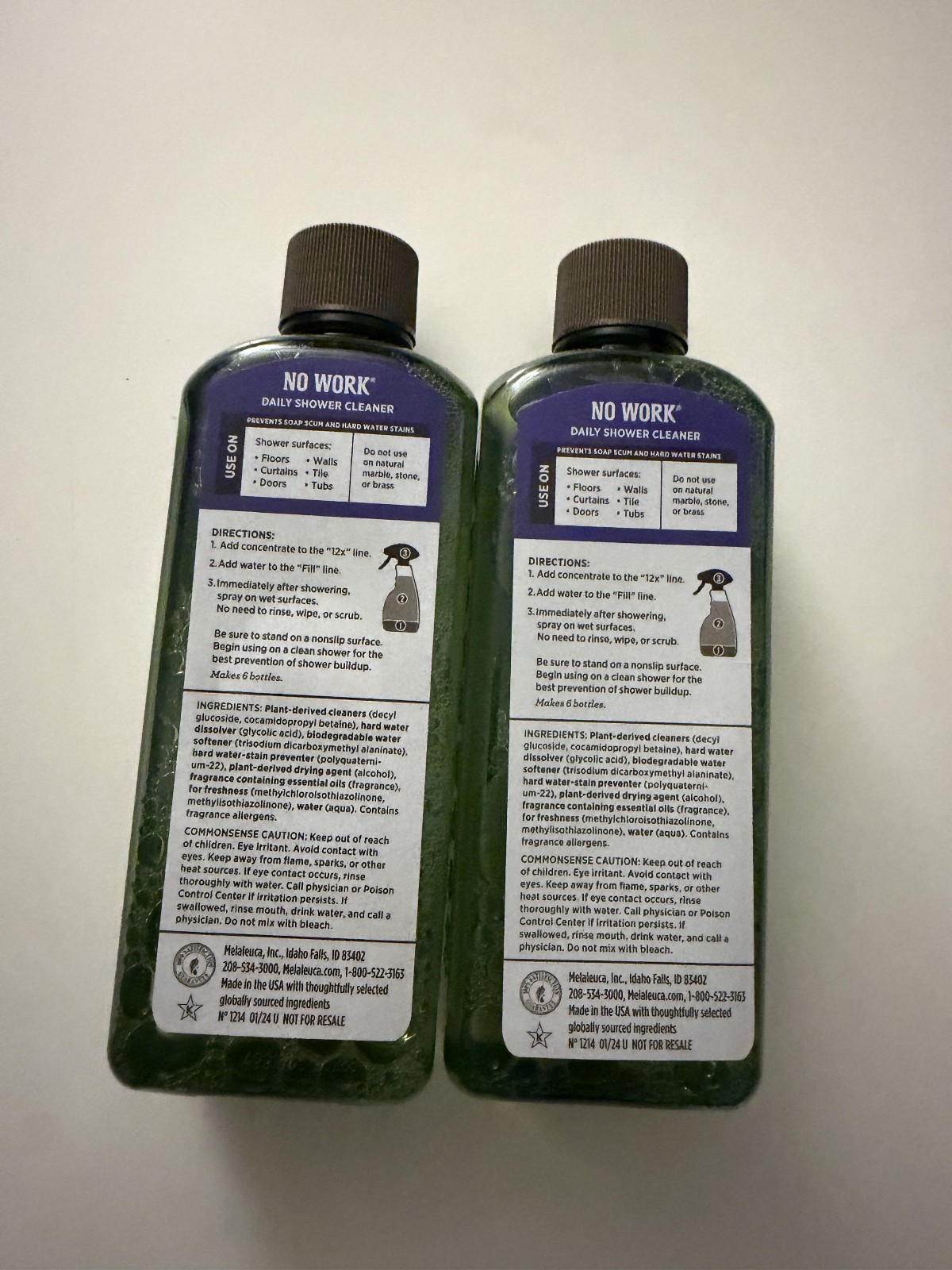 2-PACK Melaleuca EcoSense No Work 12X Concentrated Daily Shower Cleaner 8 Fl Oz